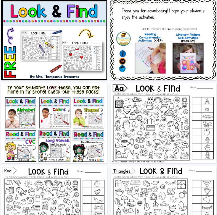 【16页高清彩色版】FreeHiddenPictureActivities【完整可直接打印】英文专注力练习纸-教学网