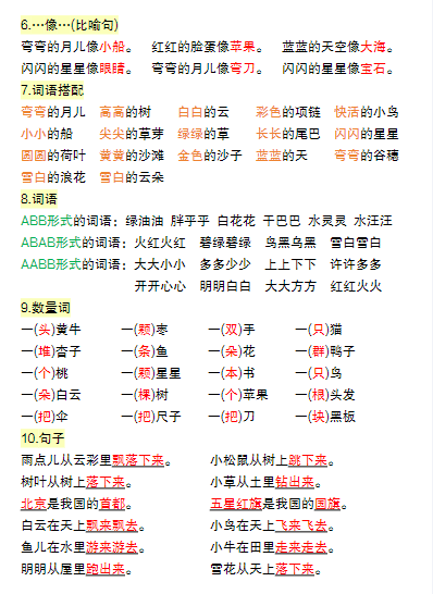 一年级语文上册高频考点知识总结-教学网