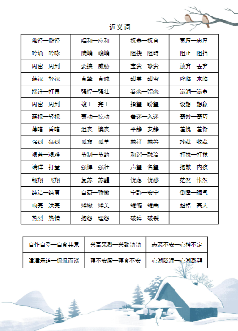 《2025春新课改六年级语文近义词和反义词汇总》-教学网
