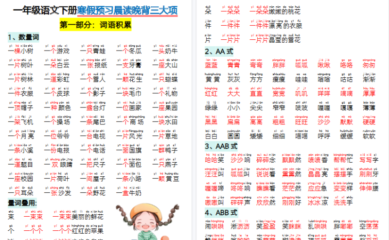 【2026春18页完整版】寒假预习晨读晚背-免费学习资料下载 - 开学吧