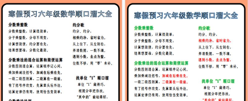 【2026寒假2页】寒假预习六年级数学顺口溜大全-免费学习资料下载 - 开学吧