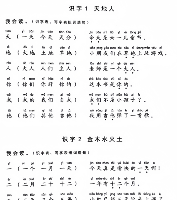 【高清电子版】一上生字组词打印-教学网