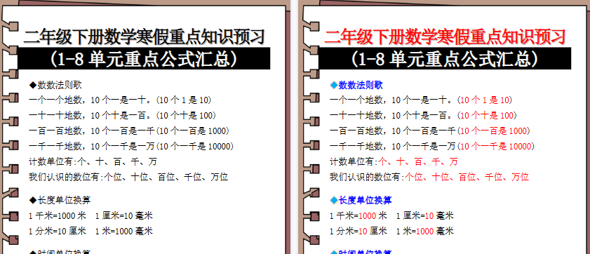 【2026寒假2页】二年级下册数学寒假重点知识预习(1-8单元重点公式汇总)-免费学习资料下载 - 开学吧