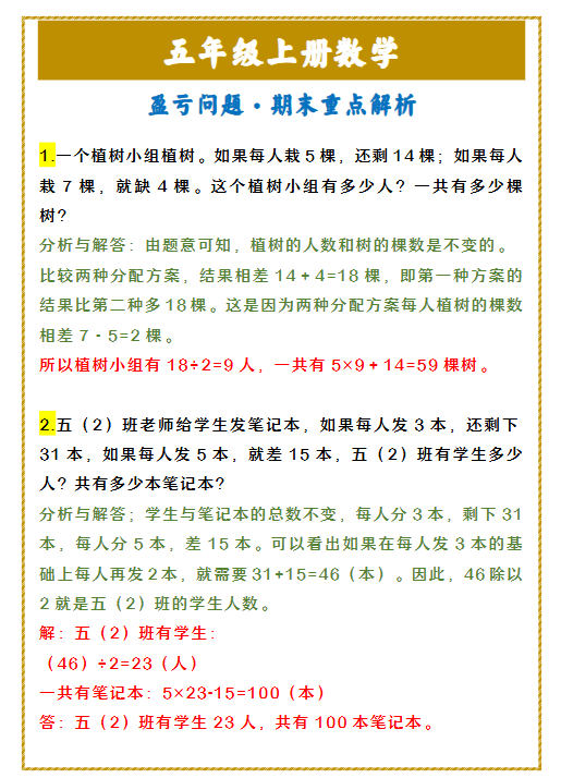 31份！盈亏问题最新整理持续更新版-高清完整-教学网