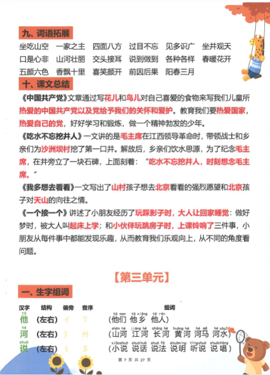 【精品】新1年级下册语文《重点知识梳理》-教学网