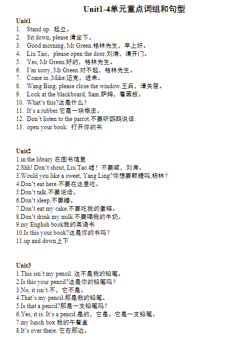 三（下）英语译林版单元知识要点及全册复习重点整合-教学网
