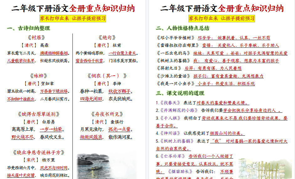 【12页高清完整版】二下语文【全册重点知识点汇总】-免费学习资料下载 - 开学吧