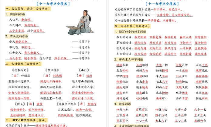 【高清14页整理】新三上语文1-4单元期中复习知识点总结（十一大考点）-教学网