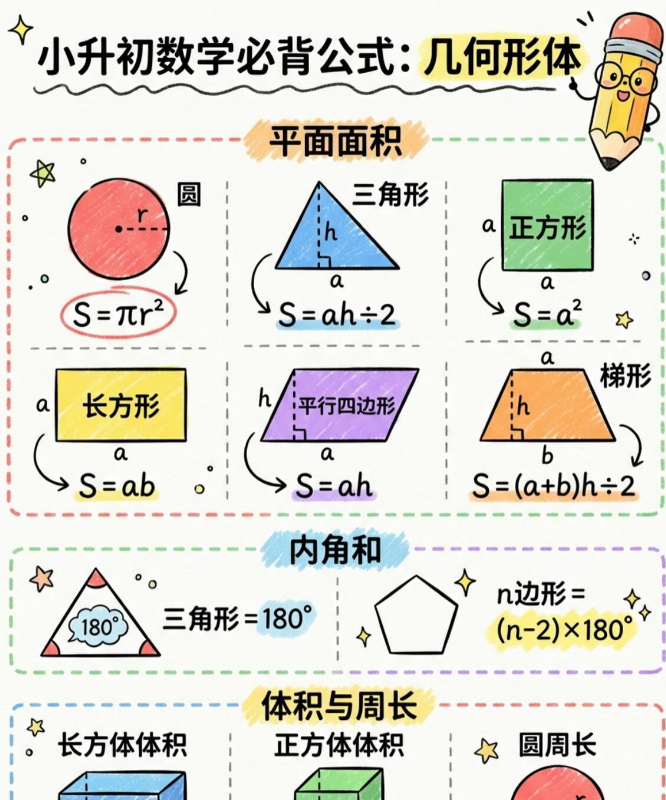 【2026春新版】小升初必背公式2【高彩板】-免费学习资料下载 - 开学吧