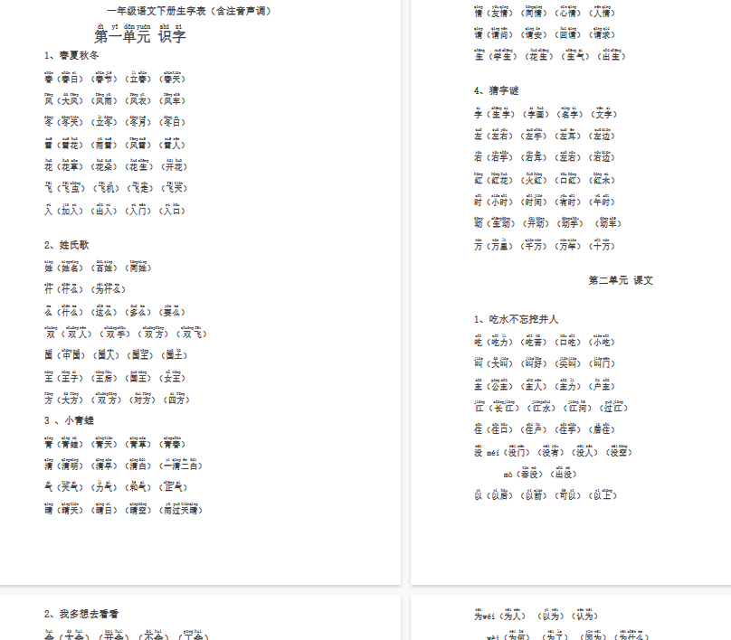 【32页完整版】全册生字表组词(含注音声调全)【高清直接可打印】-教学网