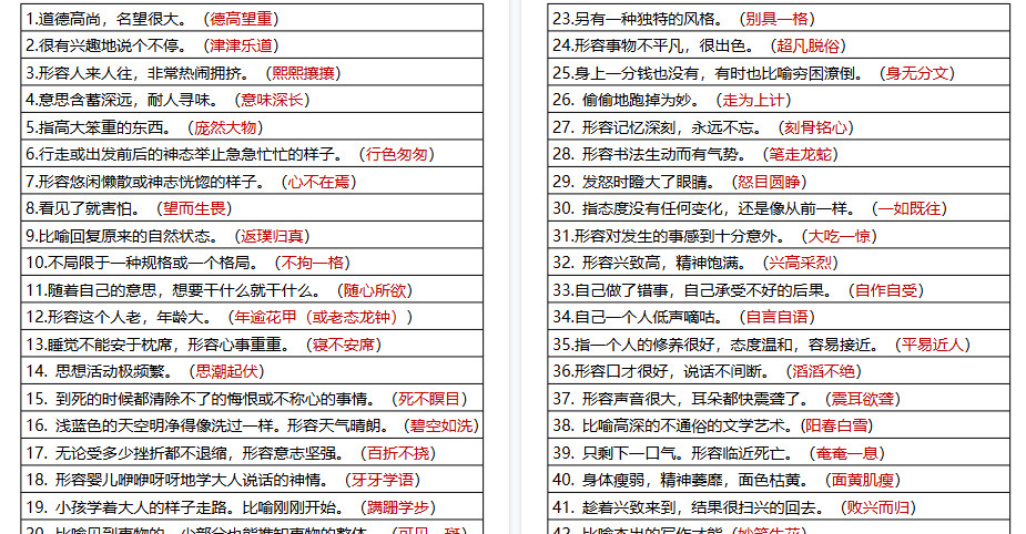 六年级上册语文根据意思写成语-免费学习资料下载 - 开学吧