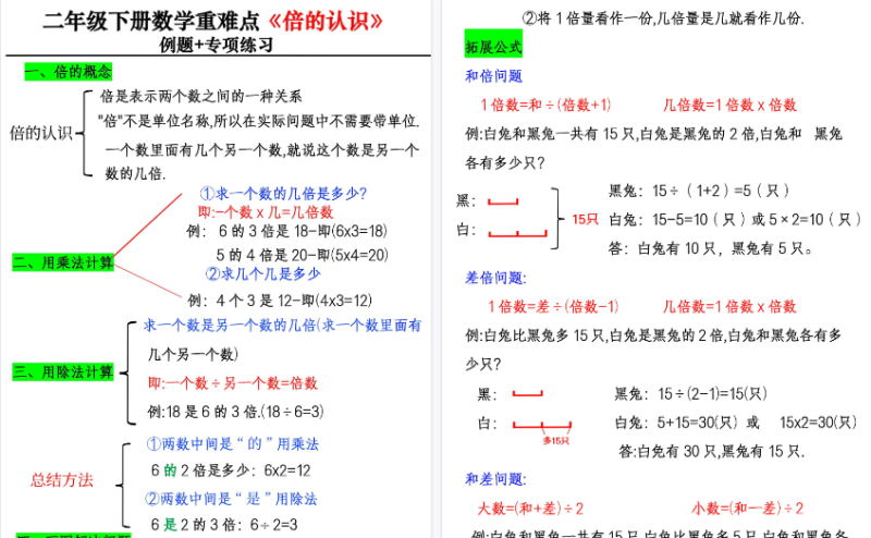【2026春14页完整版】二年下册《倍的认识》例题-免费学习资料下载 - 开学吧