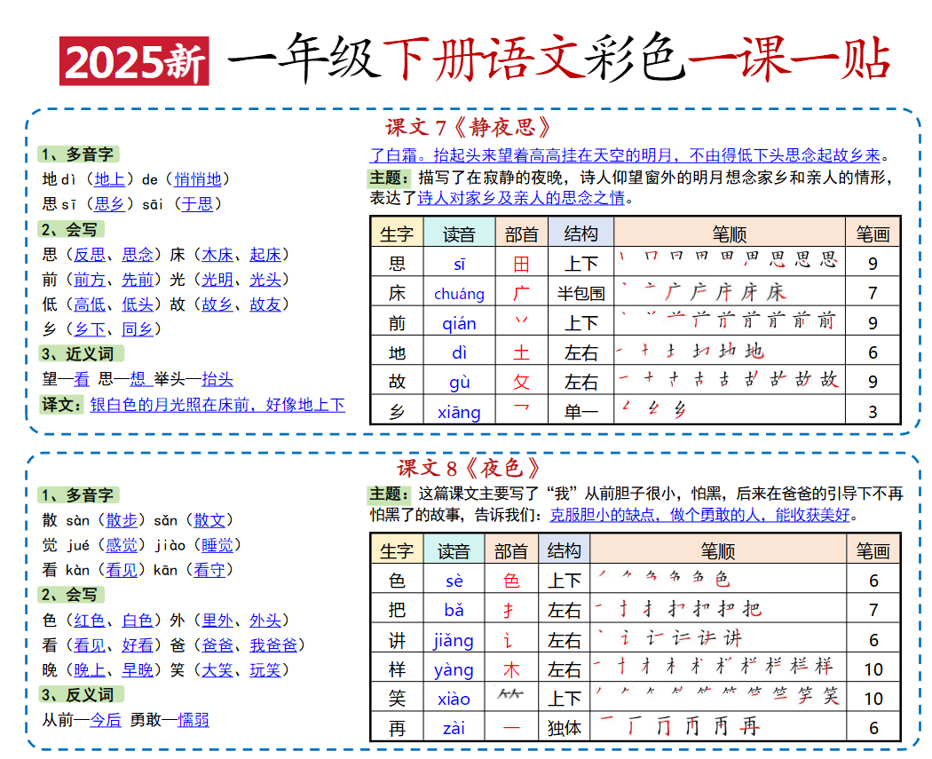 新课改-小学语文《课课贴》1年级下册(2025春)-教学网